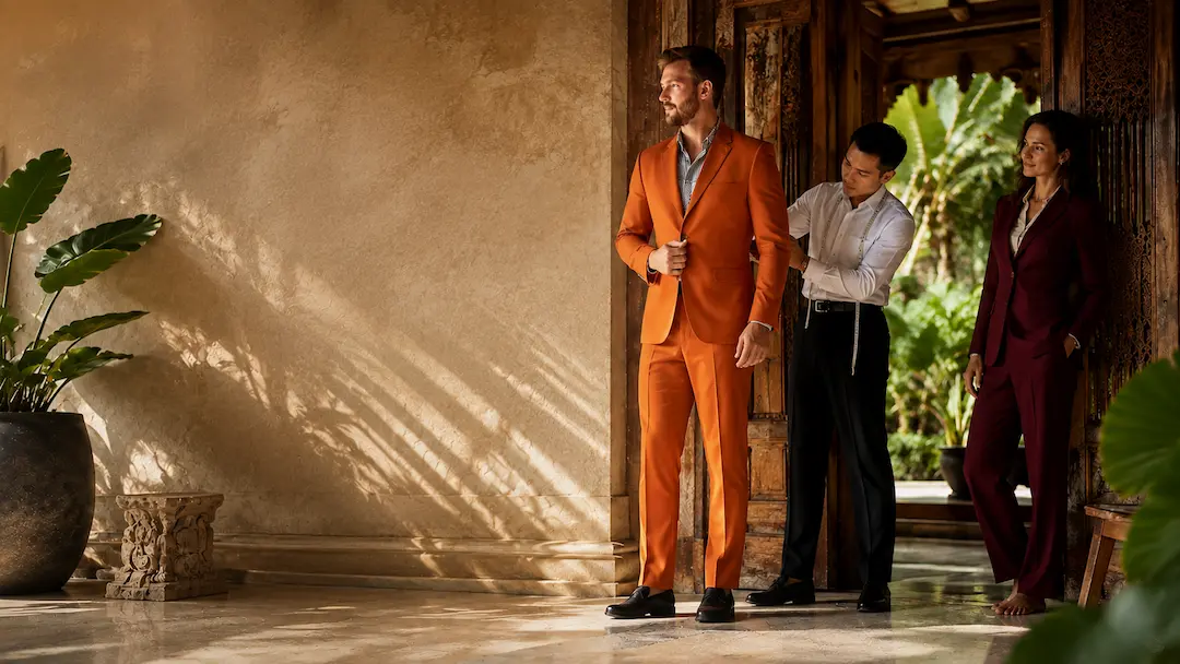 Men wearing made-to-measure suits tailored in Bali