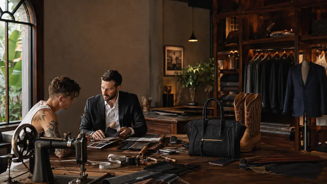 Inside the HK Leather & Tailor workshop in Legian, Bali