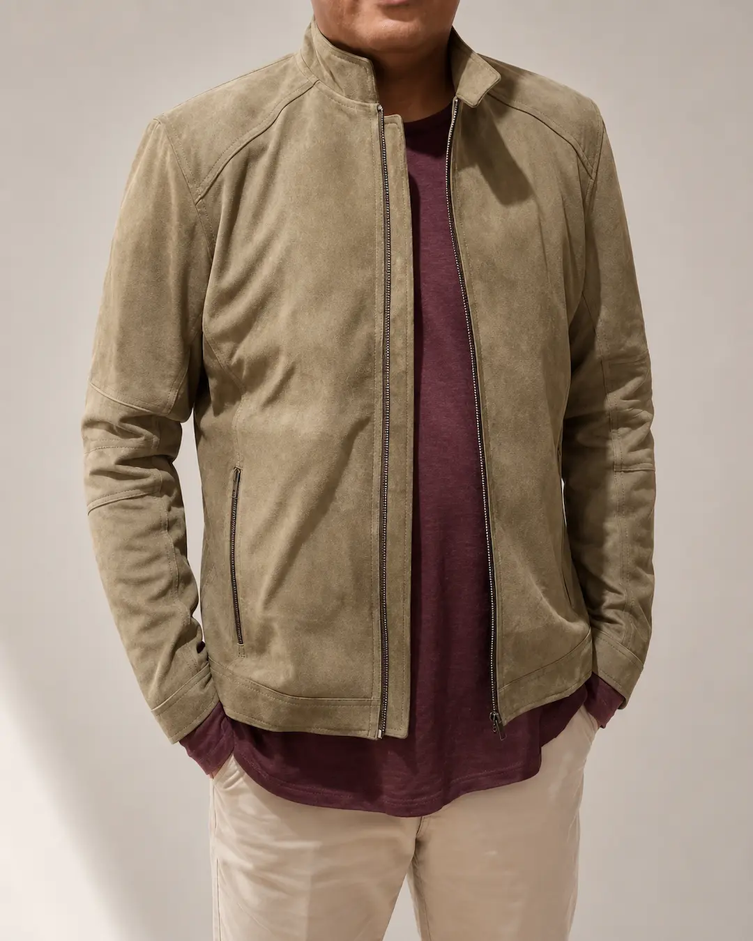 Jaket suede olive handmade dari Bali