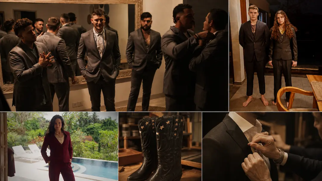 A collage of completed custom tailoring work