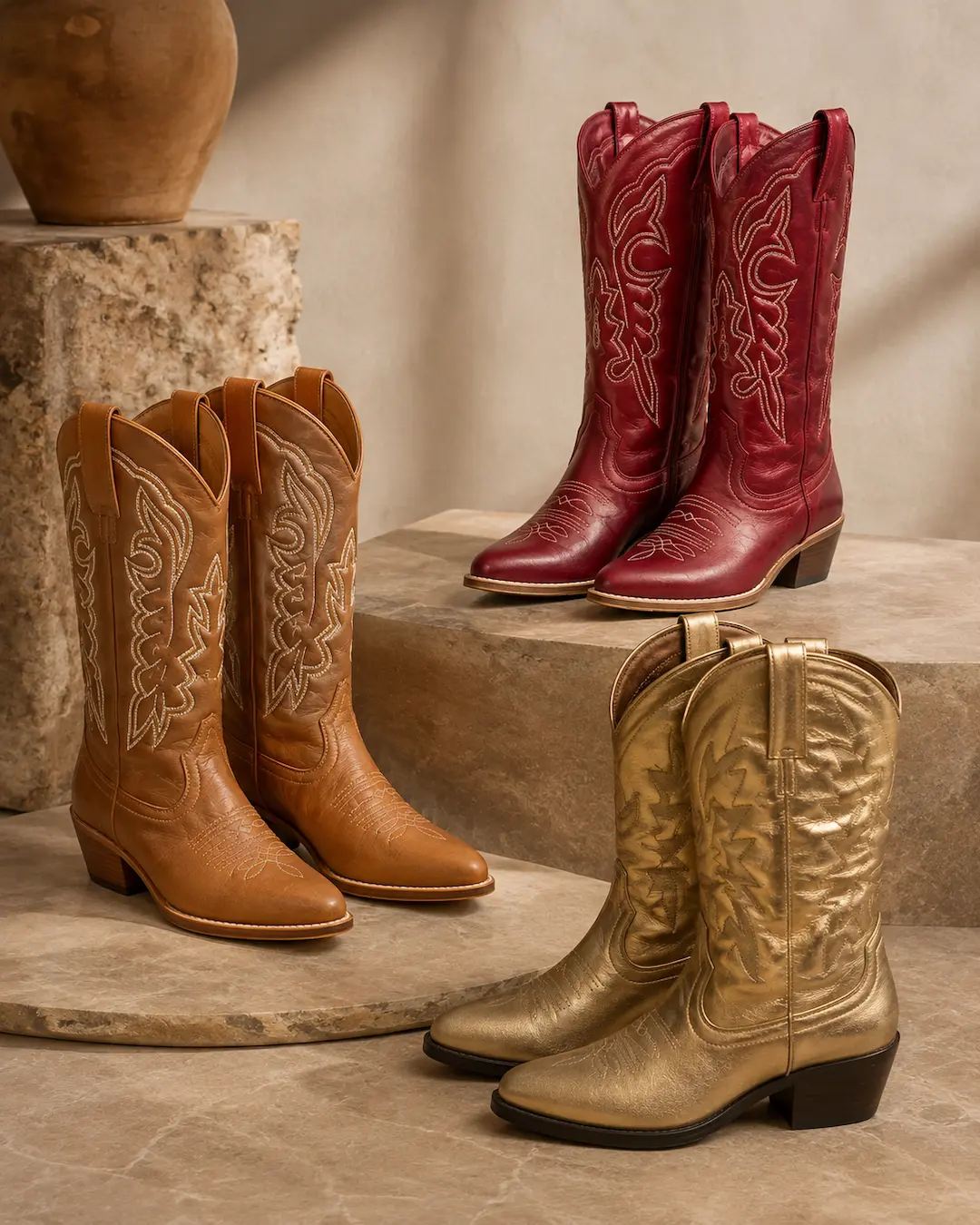 Women's handmade leather cowboy boots collection